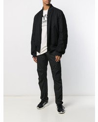 weißes und schwarzes bedrucktes Langarmshirt von Y-3