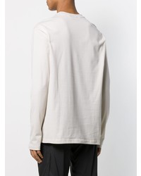 weißes und schwarzes bedrucktes Langarmshirt von Y-3