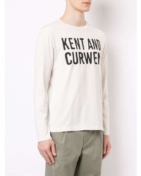 weißes und schwarzes bedrucktes Langarmshirt von Kent & Curwen