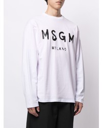 weißes und schwarzes bedrucktes Langarmshirt von MSGM