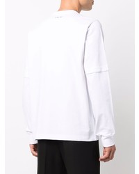 weißes und schwarzes bedrucktes Langarmshirt von Sacai