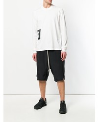 weißes und schwarzes bedrucktes Langarmshirt von Rick Owens DRKSHDW