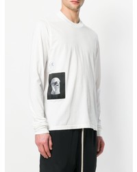 weißes und schwarzes bedrucktes Langarmshirt von Rick Owens DRKSHDW