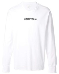 weißes und schwarzes bedrucktes Langarmshirt von Makavelic