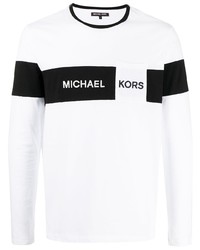 weißes und schwarzes bedrucktes Langarmshirt von Michael Kors
