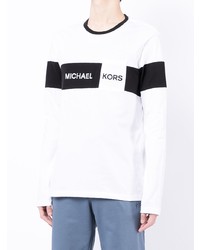 weißes und schwarzes bedrucktes Langarmshirt von Michael Kors