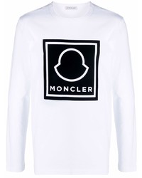 weißes und schwarzes bedrucktes Langarmshirt von Moncler