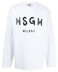 weißes und schwarzes bedrucktes Langarmshirt von MSGM