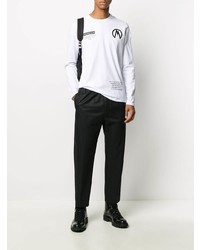 weißes und schwarzes bedrucktes Langarmshirt von Moncler