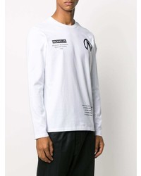 weißes und schwarzes bedrucktes Langarmshirt von Moncler