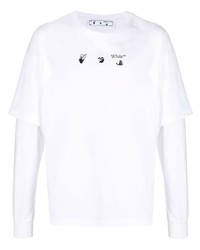 weißes und schwarzes bedrucktes Langarmshirt von Off-White