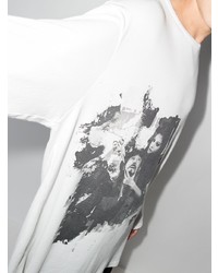 weißes und schwarzes bedrucktes Langarmshirt von Yohji Yamamoto