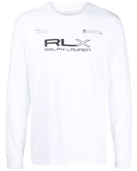 weißes und schwarzes bedrucktes Langarmshirt von Polo Ralph Lauren