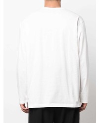 weißes und schwarzes bedrucktes Langarmshirt von Yohji Yamamoto