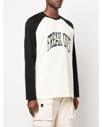 weißes und schwarzes bedrucktes Langarmshirt von MSGM