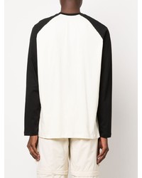 weißes und schwarzes bedrucktes Langarmshirt von MSGM