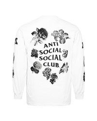 weißes und schwarzes bedrucktes Langarmshirt von Anti Social Social Club