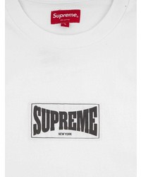 weißes und schwarzes bedrucktes Langarmshirt von Supreme