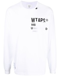 weißes und schwarzes bedrucktes Langarmshirt von WTAPS