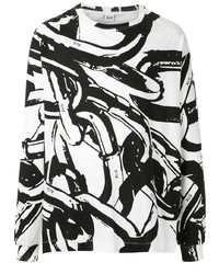 weißes und schwarzes bedrucktes Langarmshirt von Àlg