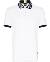 weißes und schwarzes bedrucktes Polohemd von BOSS