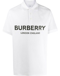 weißes und schwarzes bedrucktes Polohemd von Burberry