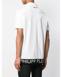 weißes und schwarzes bedrucktes Polohemd von Philipp Plein