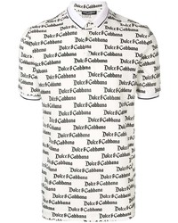 weißes und schwarzes bedrucktes Polohemd von Dolce & Gabbana