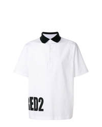 weißes und schwarzes bedrucktes Polohemd von DSQUARED2