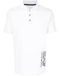 weißes und schwarzes bedrucktes Polohemd von Ea7 Emporio Armani