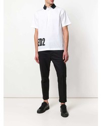 weißes und schwarzes bedrucktes Polohemd von DSQUARED2