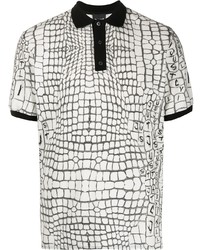 weißes und schwarzes bedrucktes Polohemd von Just Cavalli