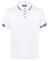 weißes und schwarzes bedrucktes Polohemd von Karl Lagerfeld