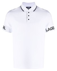 weißes und schwarzes bedrucktes Polohemd von Karl Lagerfeld