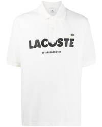 weißes und schwarzes bedrucktes Polohemd von lacoste live