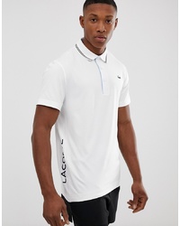 weißes und schwarzes bedrucktes Polohemd von Lacoste Sport
