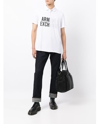 weißes und schwarzes bedrucktes Polohemd von Armani Exchange