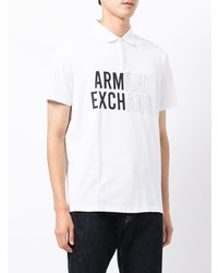 weißes und schwarzes bedrucktes Polohemd von Armani Exchange
