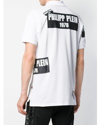 weißes und schwarzes bedrucktes Polohemd von Philipp Plein