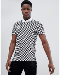 weißes und schwarzes bedrucktes Polohemd von Tom Tailor