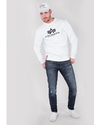 weißes und schwarzes bedrucktes Sweatshirt von Alpha Industries