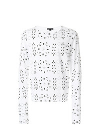 weißes und schwarzes bedrucktes Sweatshirt von Ann Demeulemeester