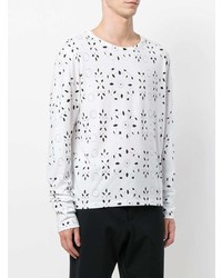 weißes und schwarzes bedrucktes Sweatshirt von Ann Demeulemeester