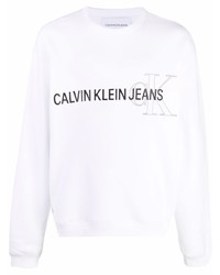 weißes und schwarzes bedrucktes Sweatshirt von Calvin Klein Jeans