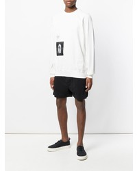 weißes und schwarzes bedrucktes Sweatshirt von Rick Owens DRKSHDW