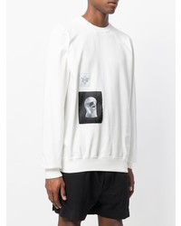 weißes und schwarzes bedrucktes Sweatshirt von Rick Owens DRKSHDW