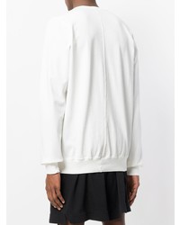 weißes und schwarzes bedrucktes Sweatshirt von Rick Owens DRKSHDW