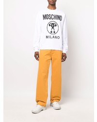 weißes und schwarzes bedrucktes Sweatshirt von Moschino