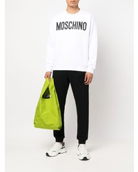 weißes und schwarzes bedrucktes Sweatshirt von Moschino