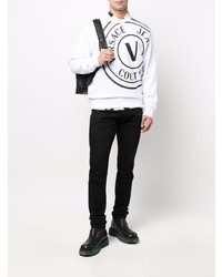 weißes und schwarzes bedrucktes Sweatshirt von VERSACE JEANS COUTURE